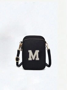 1pc Leisure And Fashion Crossbody Walking Bag With Mobile Phone Cloth Bag Vertical Coin Purse For Girl, Travel, Back To School, Gifts(Alphabet Diy Handmade Bag!!!)