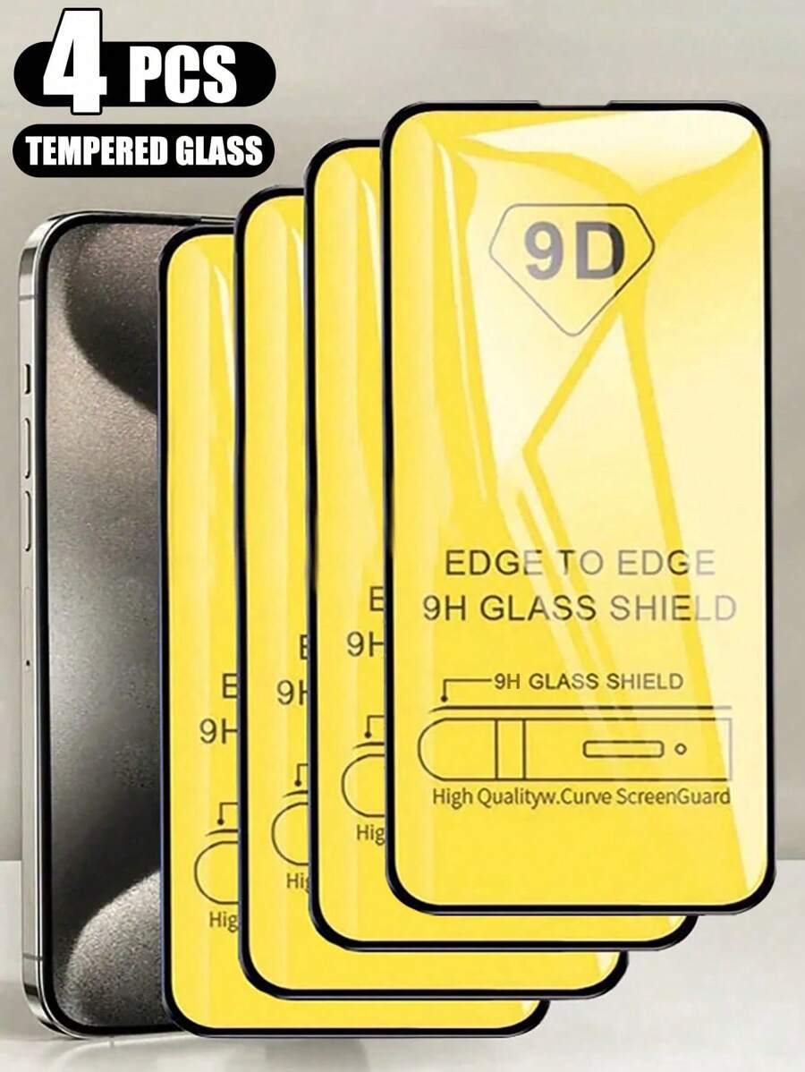 4 件 9D 屏幕保护膜钢化玻璃适用于 iPhone 适用于 iPhone 16/16 Plus/16 Pro/16 Pro Max/15/15Pro/15 Plus/15 Pro Max