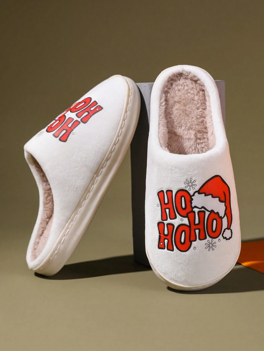 Christmas Series Warm Lightweight Slippers White Indoor And Outdoor Non-Slip Home Shoes - Red - View 1