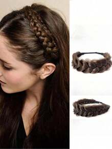 Crimp And Fluffy Braided Headband 3 Strands Synthetic Hair Braid Fashion Chunky Wide Thick Elastic Braid Headbands 14inch