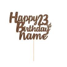 1pc Customizable Happy Birthday Cake Topper With Nameplate And Age, Comes With Double-Sided Glitter Card In Various Colors - Multicolor - View 11