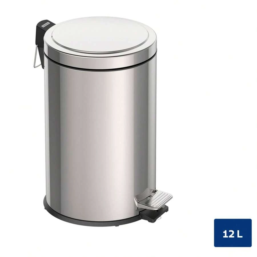 Brasil Stainless Steel Pedal-Mounted Trash Can 12 Liters 94538/112 - 灰色 - 查看 1