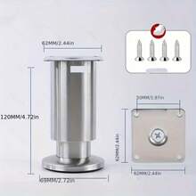 4pcs Adjustable Metal Furniture Legs - High-Strength Load-Bearing Stainless Steel Cabinet Feet With Brushed Finish For Sofa, Bed, Table, Home & Office Use - Multicolor - View 9