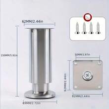 4pcs Adjustable Metal Furniture Legs - High-Strength Load-Bearing Stainless Steel Cabinet Feet With Brushed Finish For Sofa, Bed, Table, Home & Office Use - Multicolor - View 11
