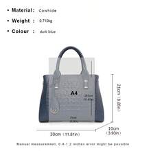 Túi xách da thật cho nữ & Túi đeo chéo, Họa tiết dập nổi da cá sấu, Túi tote thường ngày dung tích lớn, Quà tặng tuyệt vời cho mẹ, mẹ chồng, vợ - Màu xanh lam - Xem 2