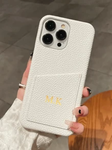 1个个性化首字母定制DIY姓名皮革卡套硬壳 - 卡其色 - 查看 5