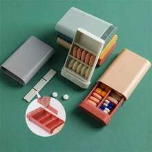 Mini boîte de voyage portable petite pour vitamines, pilules/médicaments. Conteneur organisateur de stockage avec 7 jours et 6 compartiments pour comprimés, huiles de poisson