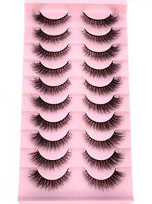 10 Cặp lông mi giả 5D làm từ lông chồn, kiểu đan chéo, dày và trông tự nhiên. - màu đen - Xem 2