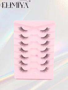 7 pares de extensiones de pestañas semi-permanentes de aspecto natural de 12mm - Pestañas Naturales - Ver 6