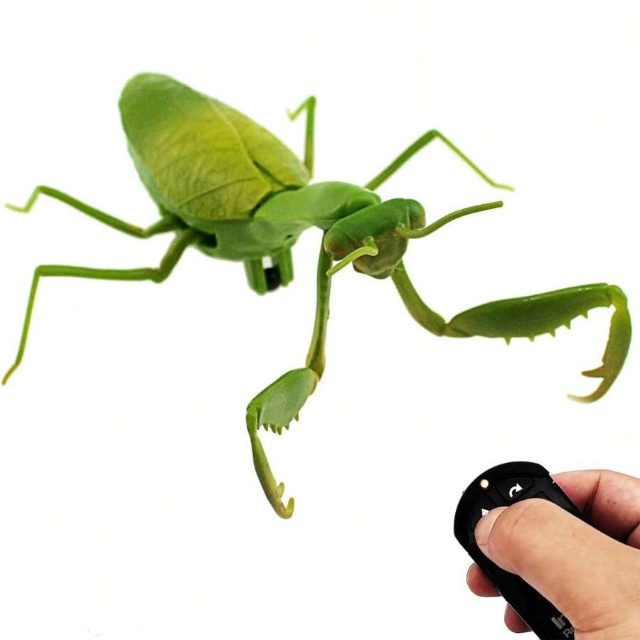 In-Remote Control Praying Mantis Model Toy Electric Halloween Prank Children's Toy Robot Live Python X Snake Early Education Puzzle Game - 軍綠色 - 查看 1