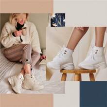 Women's Piccadilly Maxi Bootie Sneakers, Warm Lined, Comfortable High Top - tuổi trắng - Xem 1