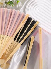 5把/1把丝绸折扇，黑白“新娘与伴娘”印花，单身派对、婚礼新娘礼物、伴娘配饰、拍照道具，完美的夏季派对、活动、假日、旅行、节日、露营配饰 - 彩色 - 查看 4