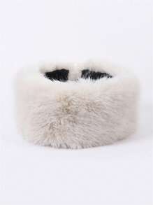 1 件毛绒毛绒衬里无檐便帽，温暖的秋冬季蓬松头饰冬帽 - A - 查看 8