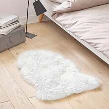 Faux Fur Rug Fluffy Imitation Sheepskin Carpet 40 X 60CM - Soft Furry Area Rugs For Living Room Bedroom Sofa Nursery Seat Pad White - White - View 2