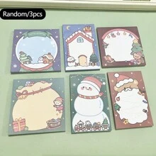 Christmas Cartoon Memo Pads, Student Memo Notes, Office Supplies, Santa Claus Sticky Notes, 50 Sheets/Book, Suitable For Students, Office & Study Notes, Christmas Santa Reminder - Multicolor - View 13
