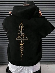 Herren Große Größen Lässig Langarm Hoodie Sweatshirt mit Buchstaben- und Ziffern Muster, Herbst & Winter