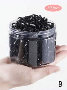 200/500pcs Girls Hair Ties With Box, Small Elastic Hair Bands For Ponytail, Thick Large Rubber Hair Rings, Daily Use Hair Accessories - Multicolor - View 5