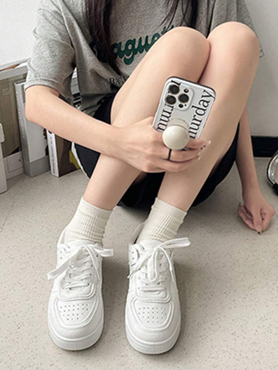 Fashion Men's Casual Sports Shoes Breathable Mesh Oxfords Business Casual Walking Dress Shoes Fashion Men Sneakers//Trendy Pure White Platform Comfortable Shoes//Unisex Casual Shoes, Sizes, Women's Casual Shoes And Men's Sports Shoes, - 白色 - 查看 1