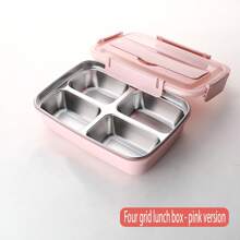 1 件 3 隔层不锈钢午餐盒，大容量，防漏，便携式食品容器圣诞礼物，学校用品 - 黑色 - 查看 13