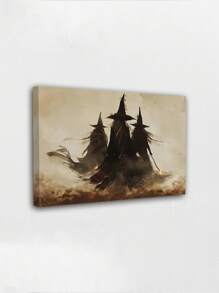 1 bức tranh vải canvas khung gỗ, áp phích trang trí tường hình phù thủy đáng sợ, ba phù thủy cầm ngọn lửa, trang trí nghệ thuật tường cổ điển, thẩm mỹ trang trí phù thủy, trang trí Halloween, phòng ngủ, phòng khách, trang trí tường phòng, quà tặng ngày lễ - Nhiều màu - Xem 1
