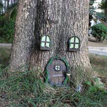 Resin Miniature Fairy Dwarfs Home Windows And Welcome Doors With Fairy Lanterns 4 Pieces Set, Fairy Doors And Windows For Trees, Glow-In-The Dark Courtyard Art Sculptures To Decorate Children's Rooms, Walls And Trees Outdoor Decorative Accessories Fairy Welcome Door And Window With Fairy Lantern 4 Pieces Set, Resin Fairy Door And Window Pendant Set, With Glow-In-The-Dark Windows, Tree Miniature Sculpture, Outdoor Decorative Accessories, Suitable For Garden Art Deco Lawn Tree Home Wall Hanging - Multicolor - View 11