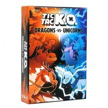 Juego de base Tic Tac K.O. Dragones vs Unicornios de Juegos Inestables, juego de cartas de equipo rápido de aprender, para 2-4 jugadores, excelente para la noche de juegos - Blanco - Ver 1