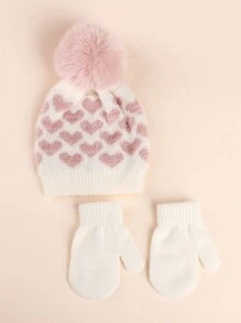 Bộ 3 chiếc khăn len đan hình trái tim cho trẻ em, phụ kiện mùa đông ấm áp cho bé - Nhiều màu - Xem 3