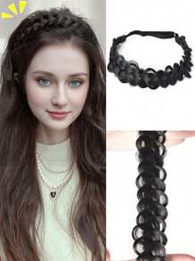 Crimp And Fluffy Braided Headband 3 Strands Synthetic Hair Braid Fashion Chunky Wide Thick Elastic Braid Headbands 14inch