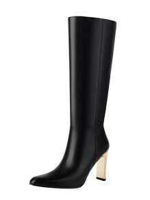 Reitoye Mofirdast Womens Pointed Toe Black Chunky Knee High Boots Perfect For Any Occasion - 黑色 - 查看 7