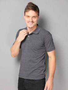 Lise Men's Polo Neck T-Shirt Short Sleeve Pique Mesh - Màu xám đen - Xem 2