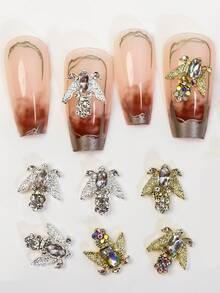 优雅的 10 件蜜蜂指甲饰品套装 - 闪亮的水钻和珍珠，无香指甲珠宝，适合精致的艺术设计 - 彩色 - 查看 3