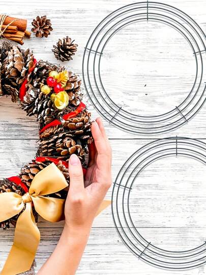 3/6/12packs 20/25/30/35/40cm Metal Wreath Frame Wire Wreath Round Wreath Form Metal Diy Floral Crafts Wreath Making Rings For Christmas Thanksgiving Day New Year Wedding Valentines Garden Home Party Decorations