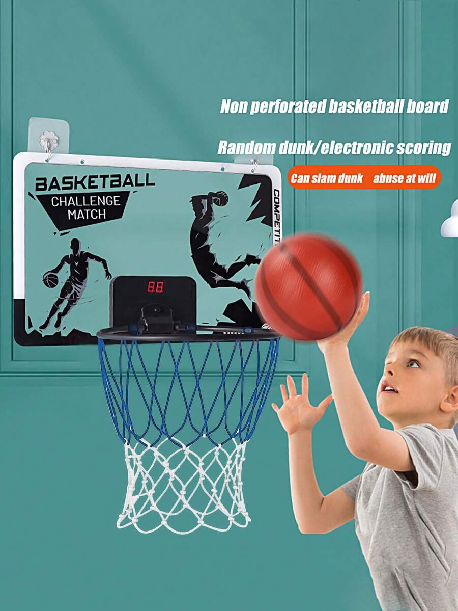 KNYYSECQ Foldable Hanging Basketball Hoop, Portable No-Drill Required Outdoor Basketball Toy, Fun Sports Gift - Multicolor - View 1