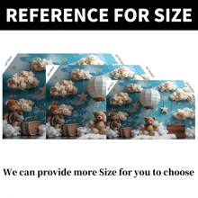 1PC Lovely Blue Sky White Cloud Teddy Bear Theme Party Decoration Background 210*150/150*100/100*75 Stars And Clouds Hot Air Balloon Trunk Background Banner Decoration Suitable For Birthday Parties Baptism Shower Photo Decoration Background Cloth Living Room Bedroom Studio Live Venue Venue Decoration Party Decoration Supplies,Christmas