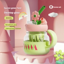 Large Capacity Floral Borosilicate Glass Cup, High Aesthetics, Anti-Scald Tea Infuser Cup For Women - Multicolor - View 8