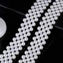 Pearl Belt With Elastic Shiny Glitter Rhinestone With Braided Fashion Gifts 2024 - J - 查看 3