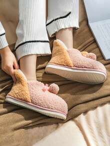 Dép đi trong nhà mùa đông lót nhung ấm áp cổ cao cho nam và nữ, giày đi trong nhà đế dày mùa đông - Hồng - Xem 3