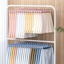 5pcs/1pc Adjustable Stainless Steel Non-Slip Macaron Color Pants Hangers, Space Saving Skirt & Trouser Clips, Pants Hangers With No Trace, Multi-Functional Non-Slip Pants Rack, Skirt & Undewear Clips, Stainless Steel, Trace-Free Pants Rack Decor, Room Decorations, Decorations, Decor, Storage, Organizer Dress Pants Shoes Jeans Boots Skirt Bedroom, Organizer, Home Storage, White T Shirt Women, Black Pants Women, Ladies Winter Clothes, Dress,