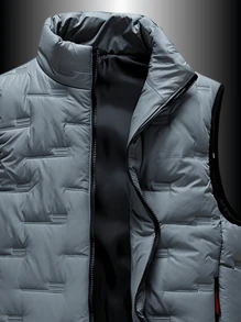 1pc Men's Stand Collar Sleeveless Thermal Lined Jacket, Casual Versatile Vest Outdoor Sports Fishing Wear, Autumn Winter