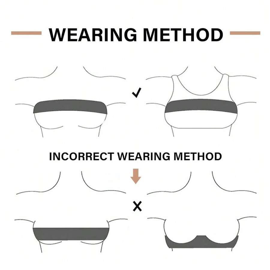 1pc Elastic Breathable Chest Strap Breast Support Band, Sports Bra