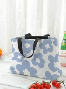 1 túi đựng đồ ăn trưa cách nhiệt in hoa, túi đựng đồ làm mát có quai xách, túi dã ngoại - Nhiều màu - Xem 8