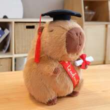 1pc Cute Cartoon Capybara Plush Doll With Graduation Cap, Back To School Gift - Multicolor - View 8