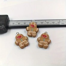 10 件圣诞树脂珠宝吊坠饰品 - 圣诞树、星星、雪人、长袜、姜饼、圣诞老人 - 适合制作珠宝和 DIY 工艺品 - 彩色 - 查看 6