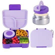 Lonchera Bento con 225 ml de sopa, recipientes herméticos para almuerzo con 3 compartimentos, termo térmico para comida caliente, ideal para la escuela, viajes, cocina, regalo de Navidad y útiles escolares.