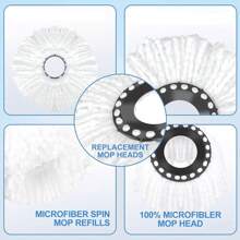 4/8/12/16 Pack Mop Head Replacement Spin Mop Replacement Head Microfiber Spin Mop Refills Easy Cleaning Round Shape Standard Size - 12包 - 查看 3