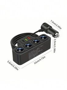 1pc 12V 24V Universal Car Charging Plug With One To FourQC3.0+USB+PD Fast Charging Interface Car Accessories, Car Charger - Black - View 9