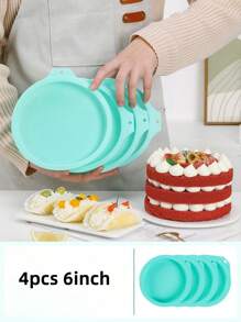 1 件/4 件优质硅胶分层蛋糕模具套装 - 不粘、易脱模、灵活、耐用、耐热圆形烤盘，适合制作完美的蛋糕和面包 - 可用洗碗机清洗，易于清洁，节省存储空间 - 彩色 - 查看 9