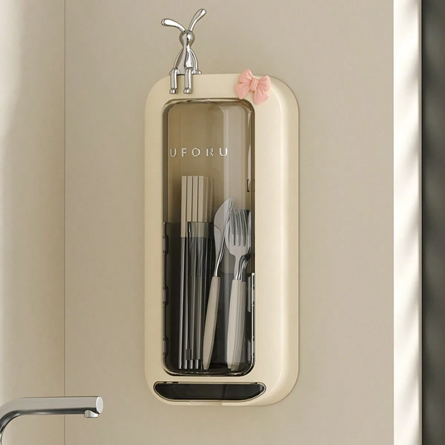 UFORU Home Kitchen Giá để đũa không khoan gắn tường đa chức năng có thể thoát nước đựng đồ ăn - Nhiều màu - Xem 1