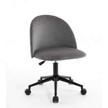 Velvet Fabric Office Chair Desk Chair, Mid-Back Adjustable Swivel Computer Chair With Black Legs , Modern Upholstered Desk Chair With Wheels