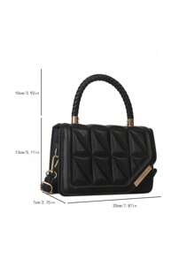 1pc Girls' Fashionable Solid Color Pu Diamond Shape Flap Cover Handbag, Suitable For Daily Use In Spring And Summer, Crossbody Bag